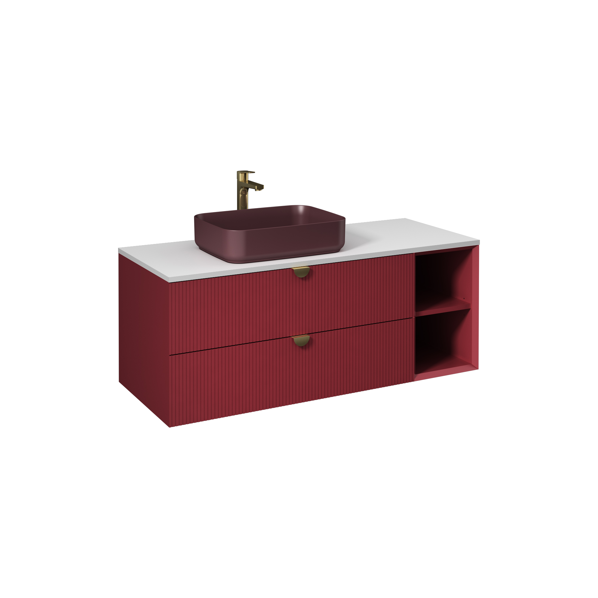Infinity Washbasin Cabinet Ruby Red,  with Rustic Maroon Washbasin 51"