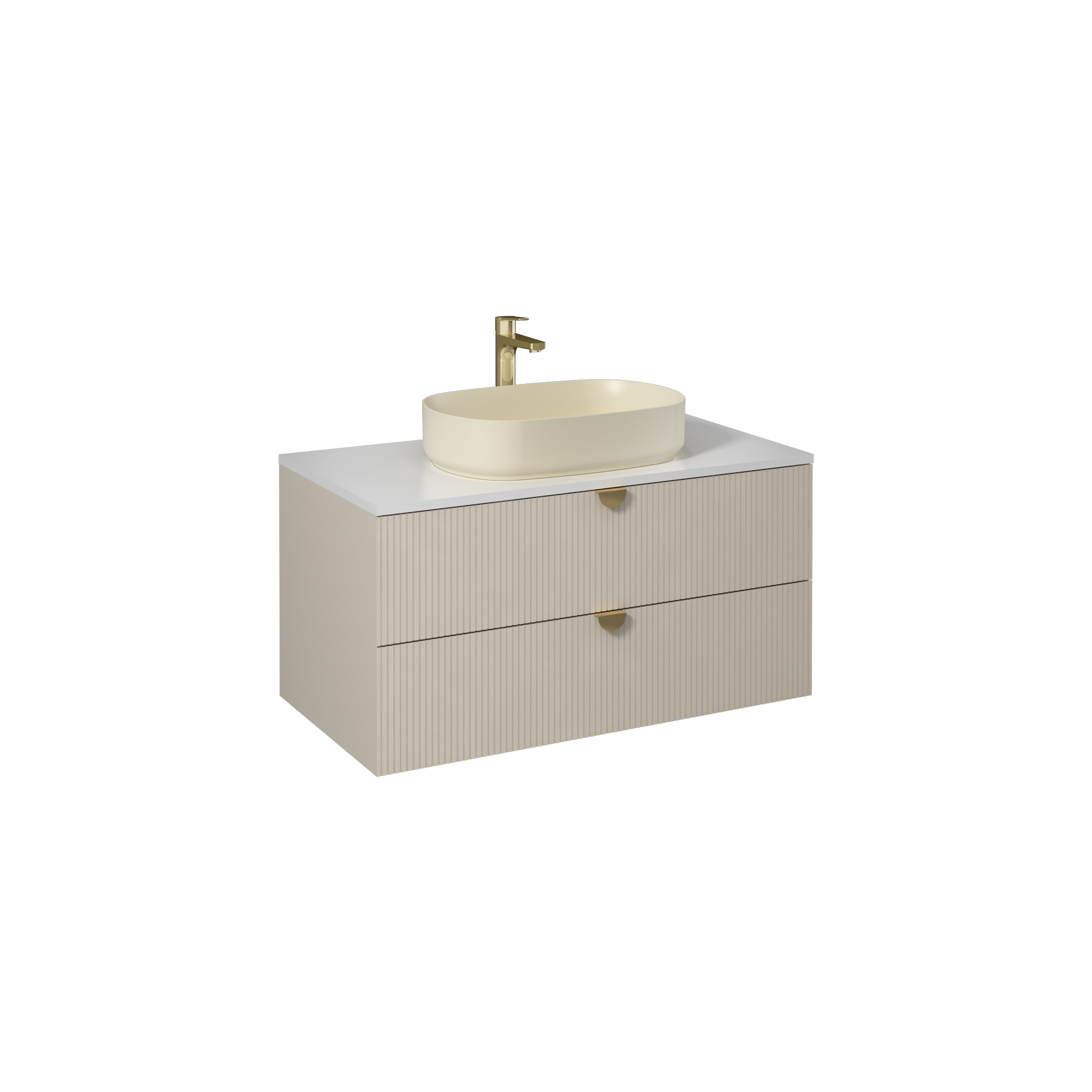 Infinity Washbasin Cabinet Cream, with Ivory Washbasin 39"