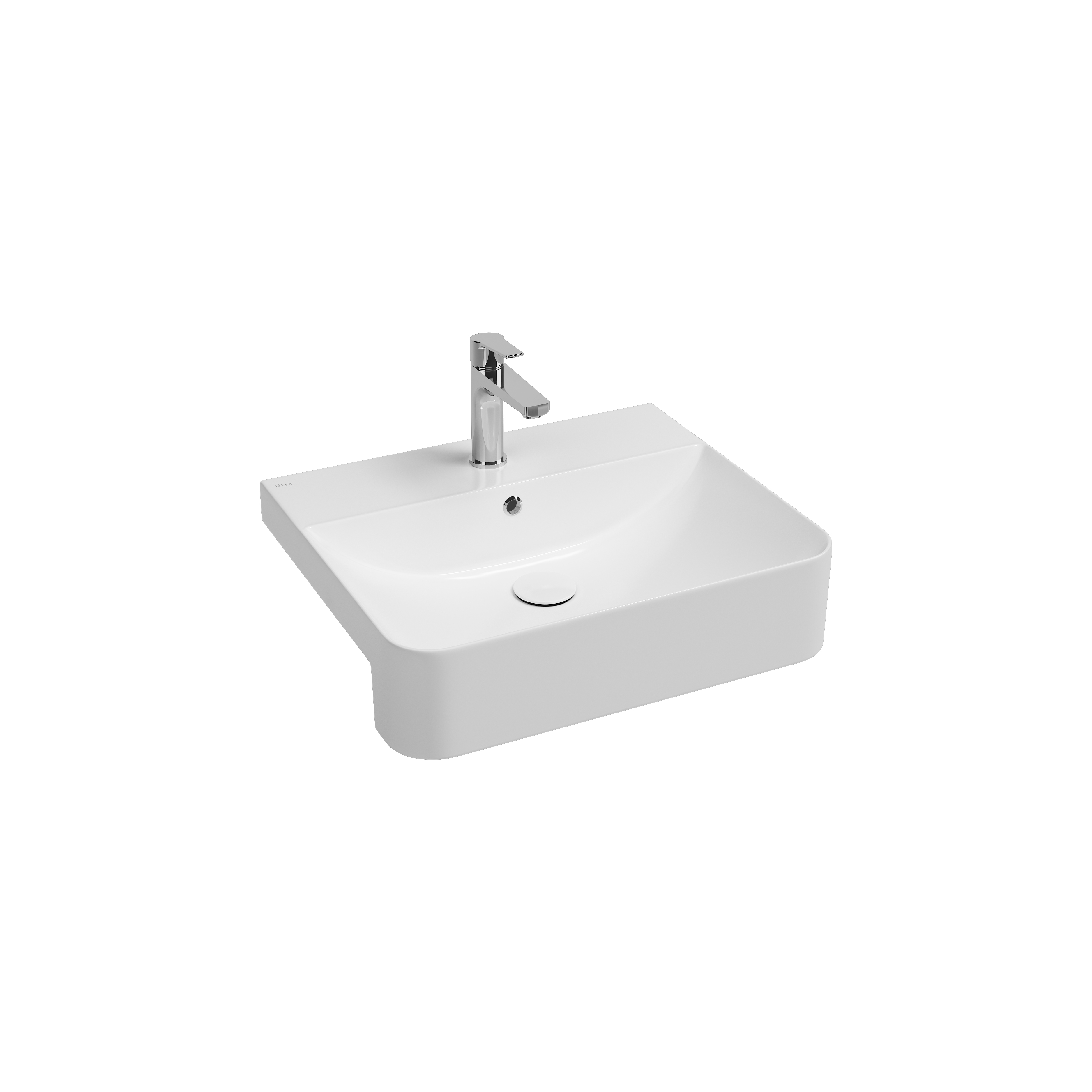 Sottaqua Semi-Recessed Countertop Washbasin, 59 cm