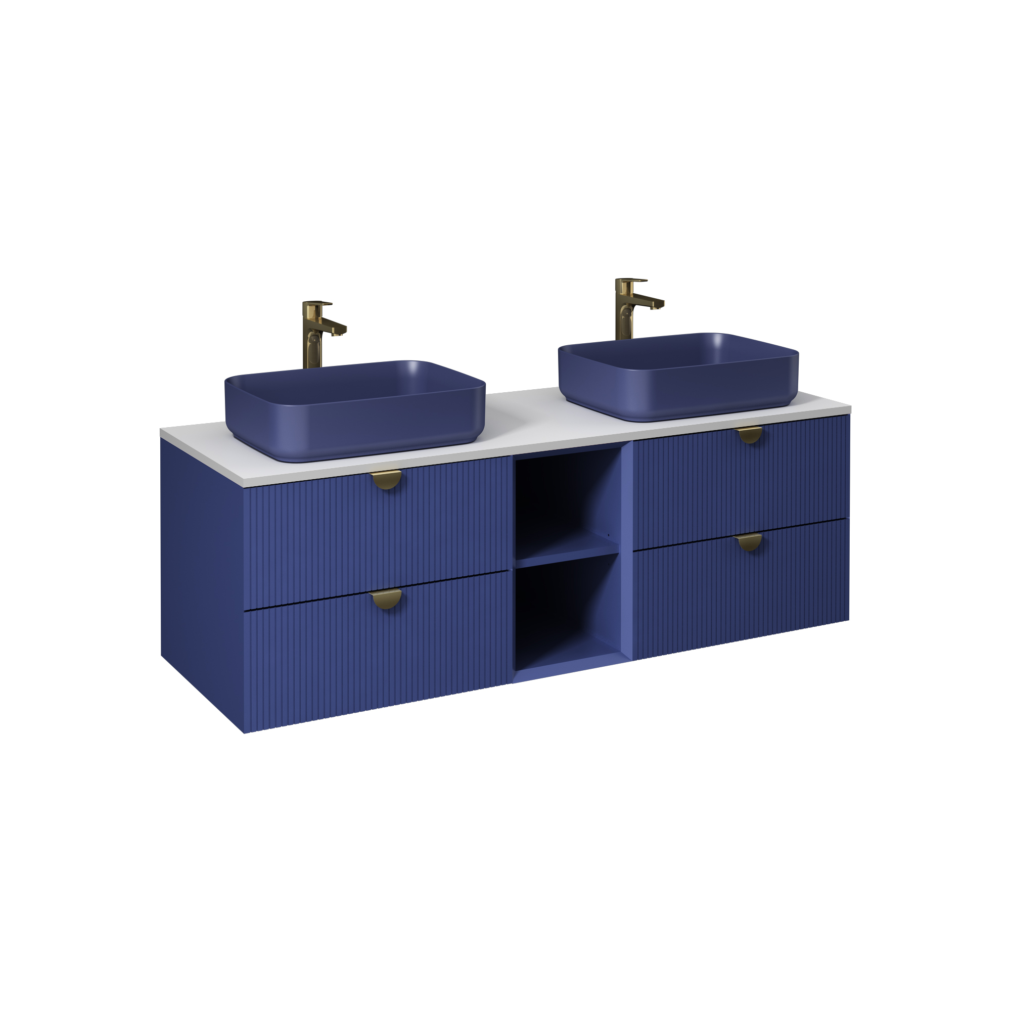 Infinity Washbasin Cabinet Night Blue, with Isvea Blue Washbasin 59"