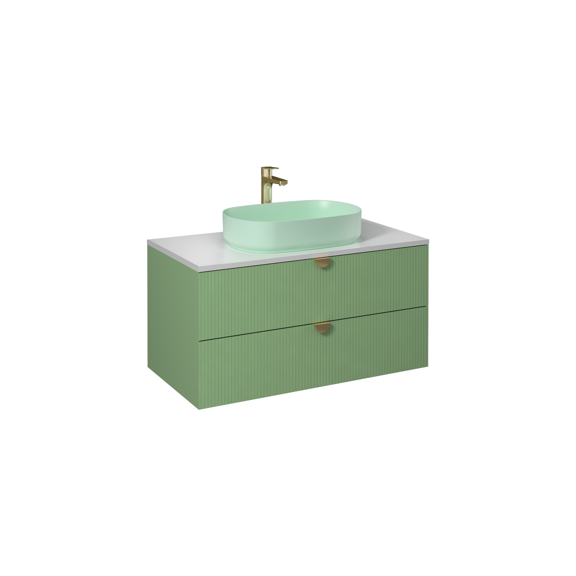 Infinity Washbasin Cabinet Pastel Green, with Mint Washbasin 39"
