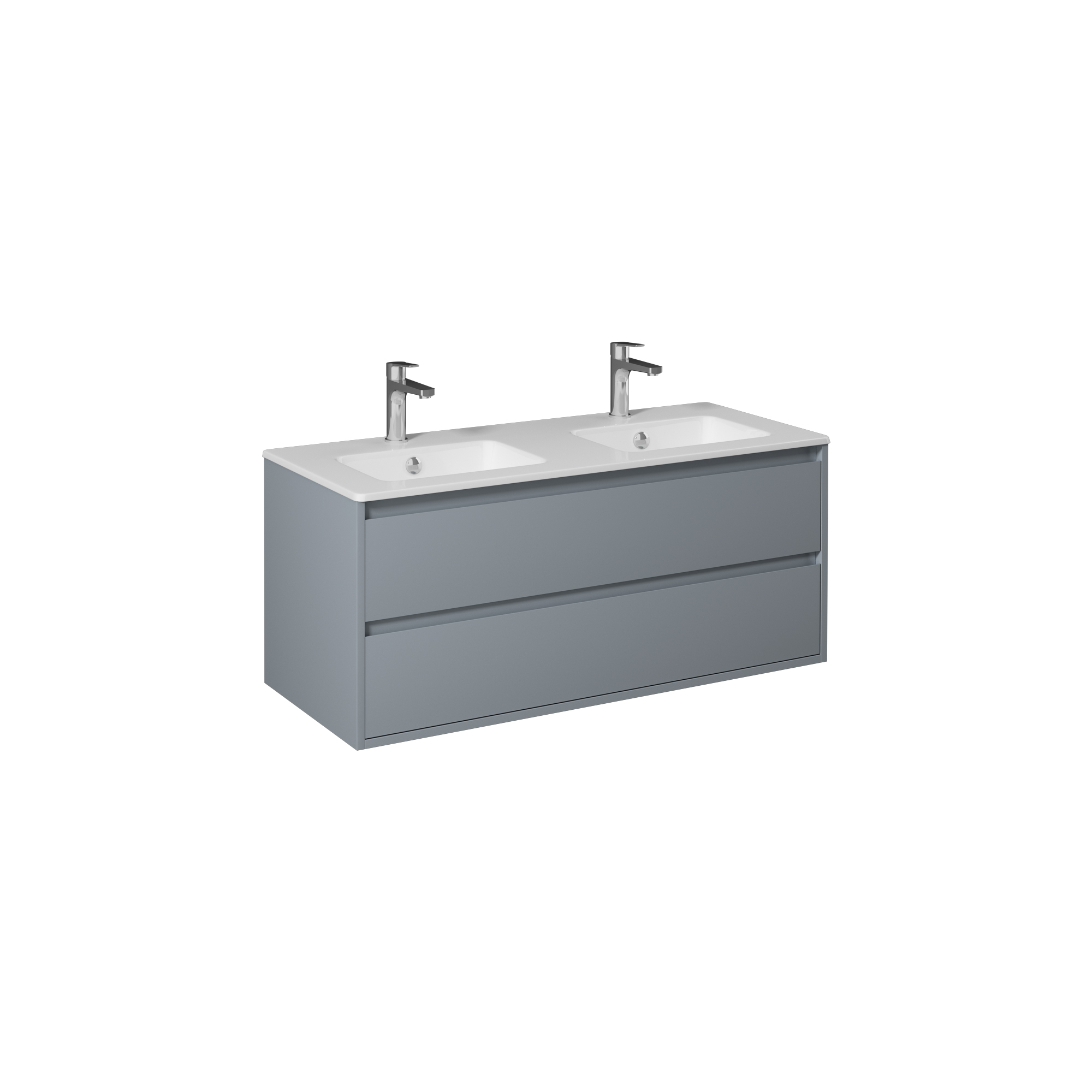 Pro Washbasin Cabinet, Light Grey Lacquer Double Drawer 47"