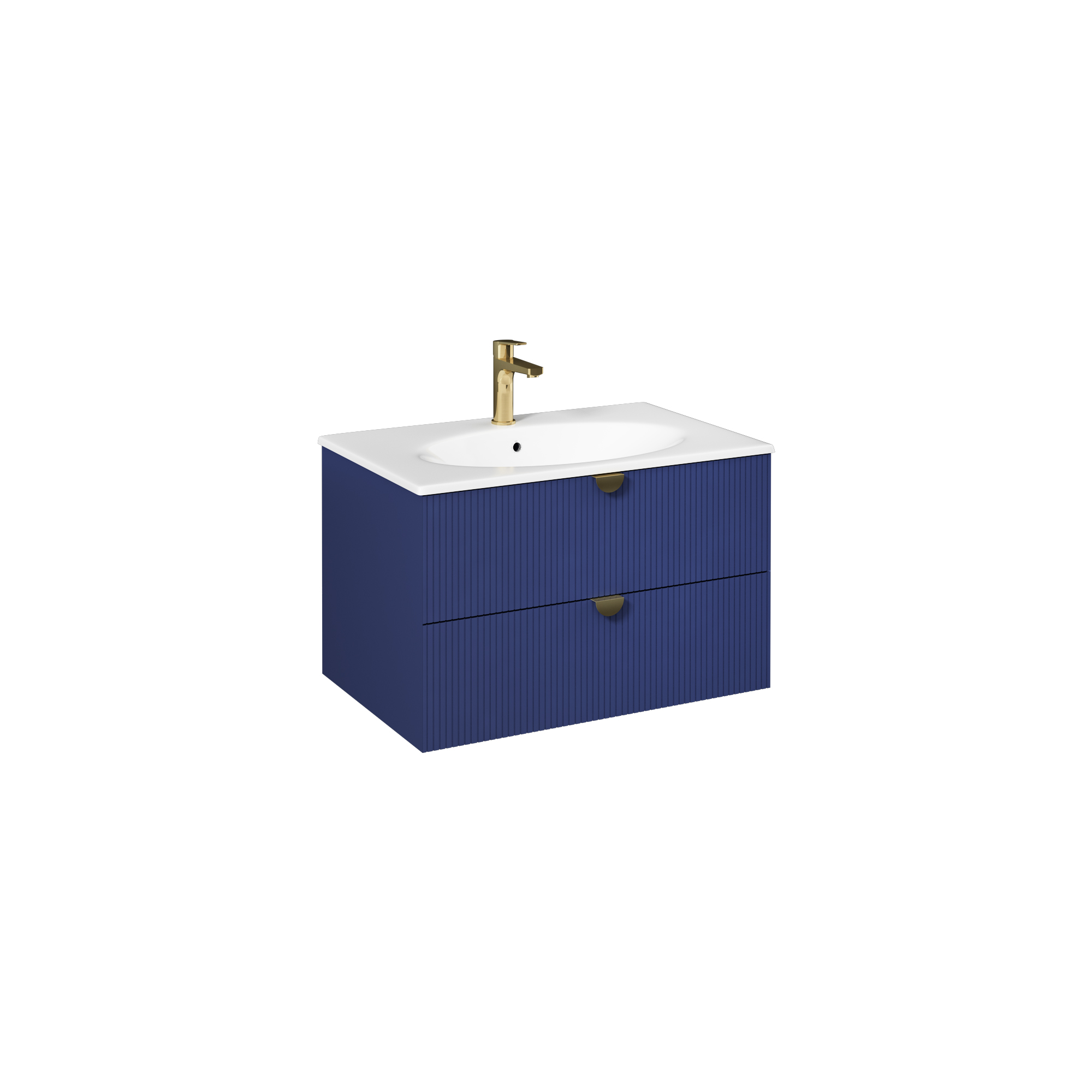 Infinity Washbasin Cabinet, Night Blue,  (Countertop / Washbasin / Handle, Black) 51"