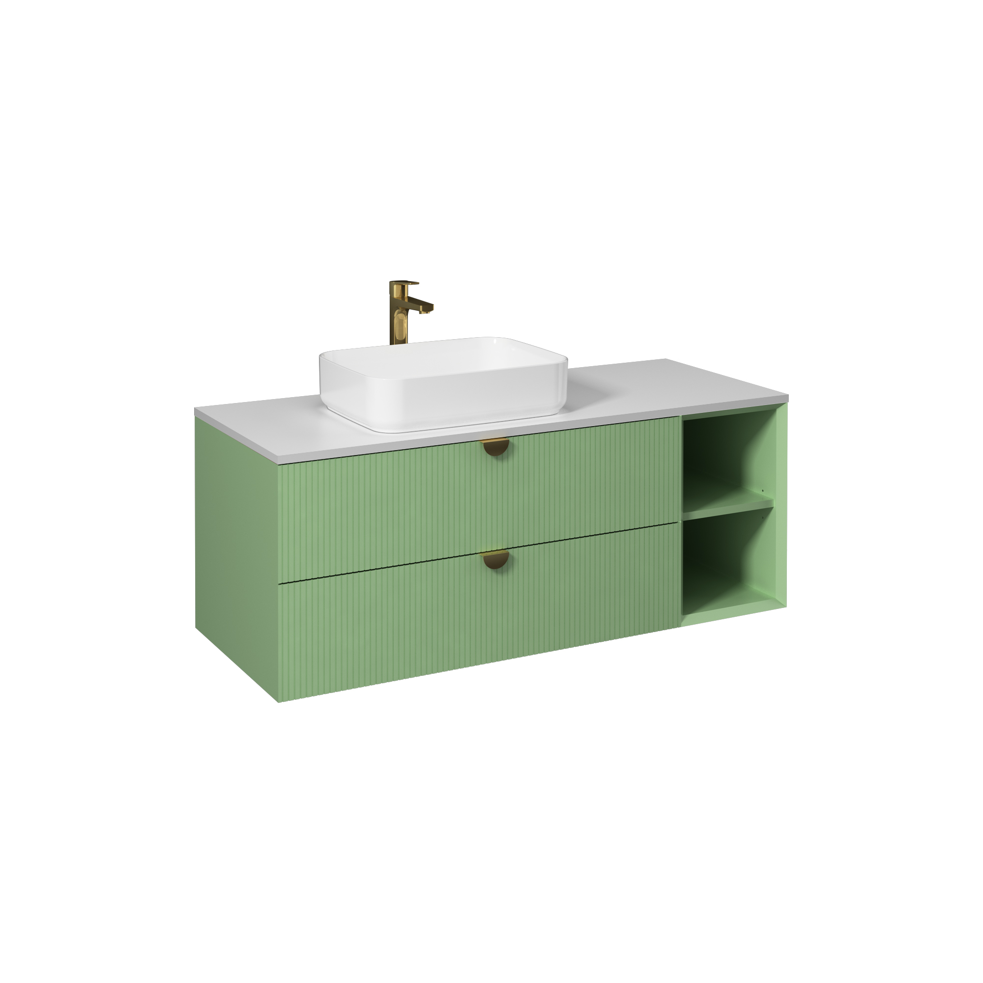 Infinity Washbasin Cabinet, Pastel Green, with White Washbasin 51"