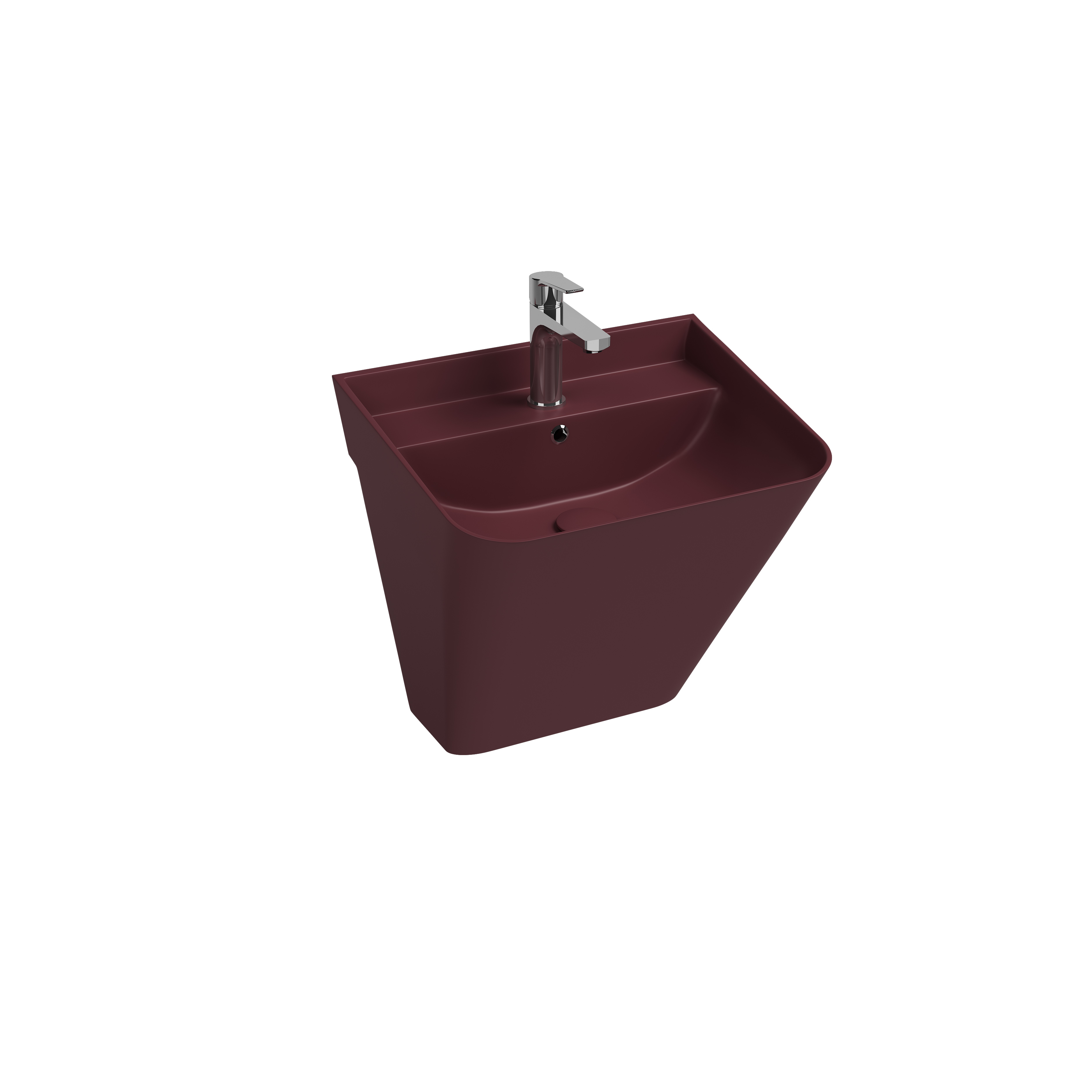 Sott Aqua Wall Hung Monoblok Washbasin 50 cm Maroon Red