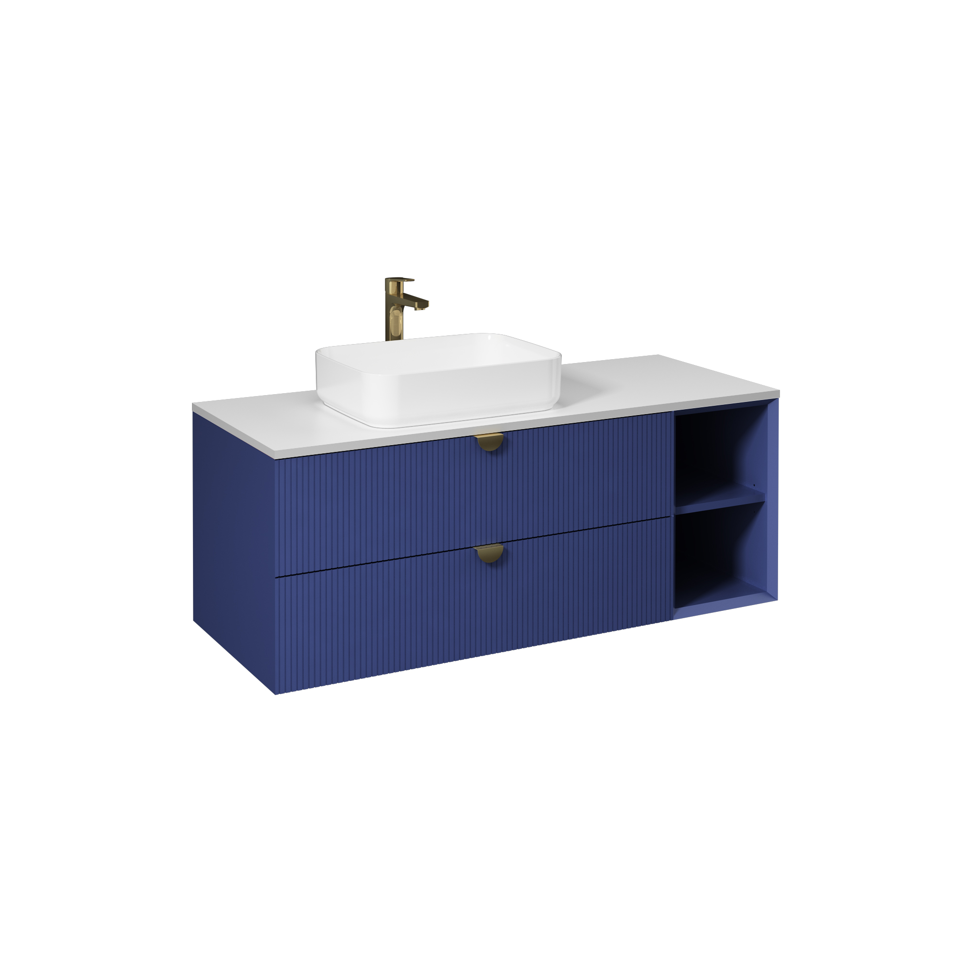 Infinity Washbasin Cabinet, Night Blue, with White Washbasin 51"
