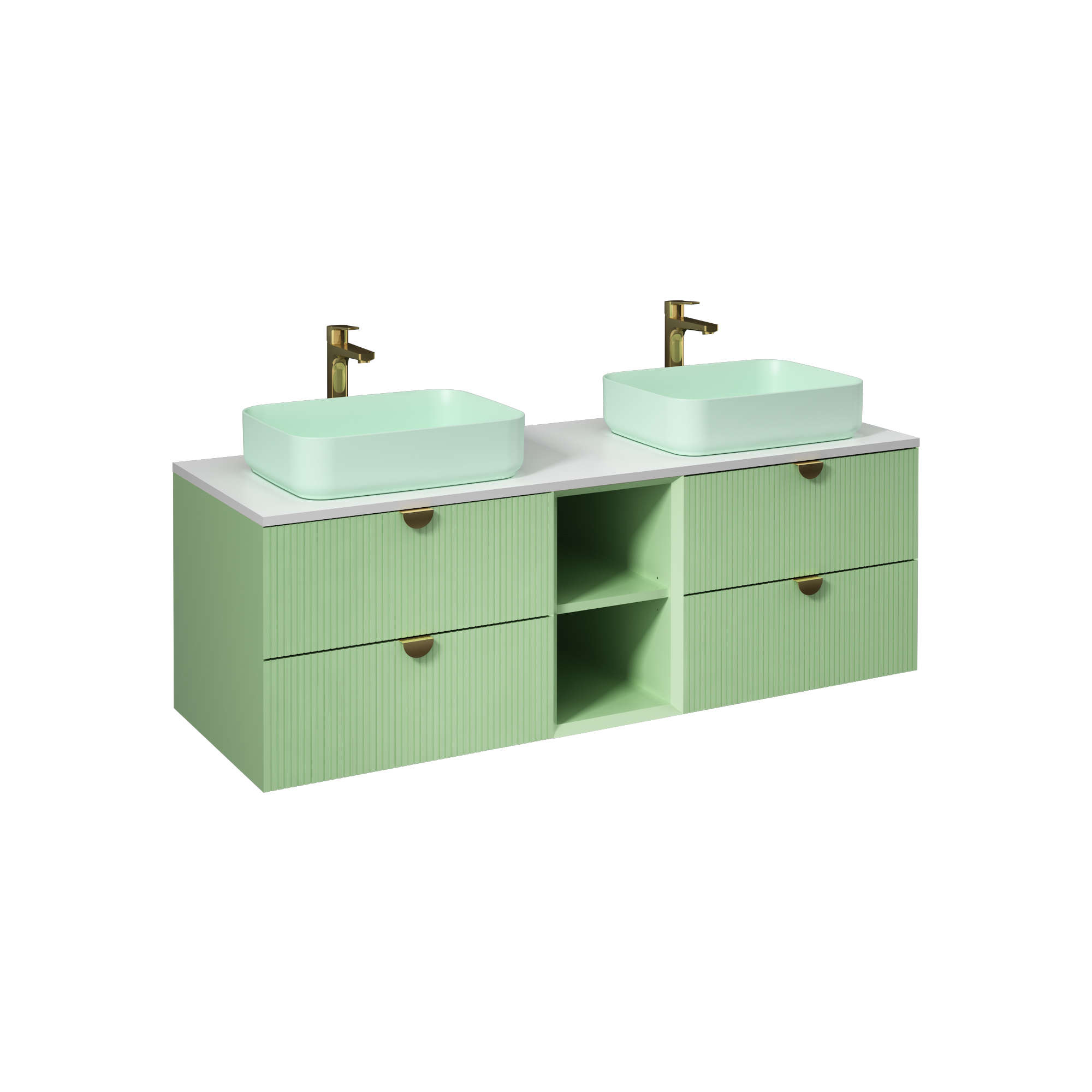Infinity Washbasin Cabinet Ocean, with Petrol Green Washbasin 59"