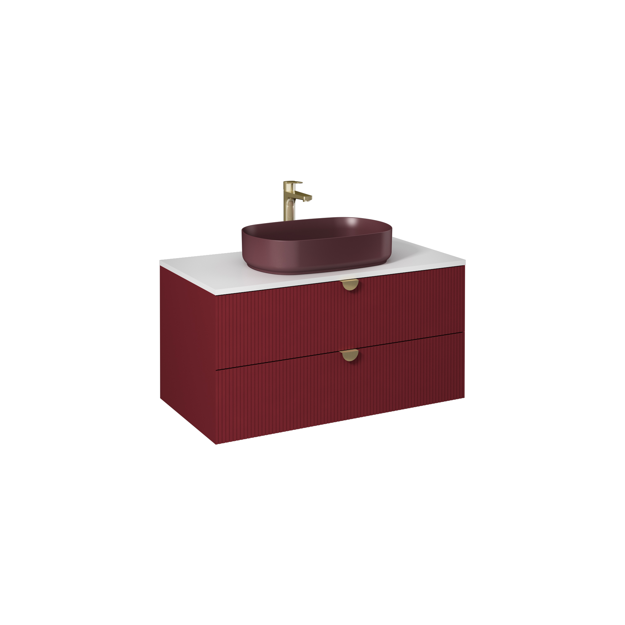 Infinity Washbasin Cabinet Ruby Red, with Rustic Maroon Washbasin 39"