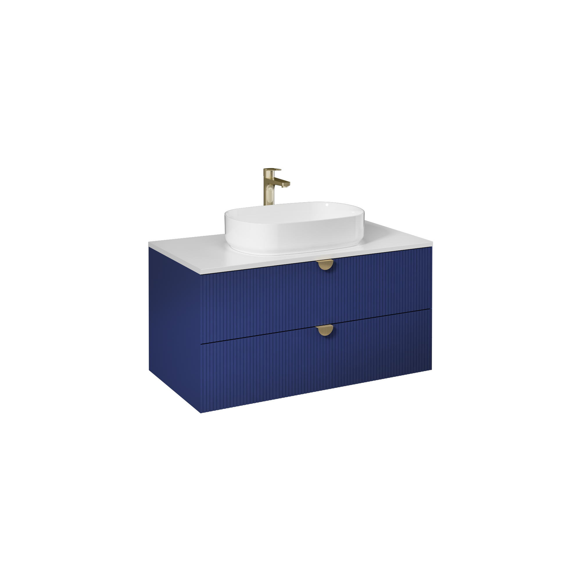Infinity  Washbasin Cabinet Night Blue, with White Washbasin 39"