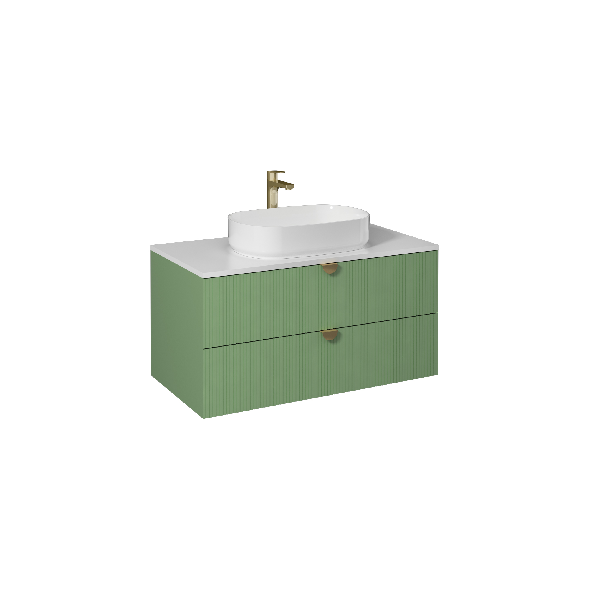 Infinity  Washbasin Cabinet Pastel Green, with White Washbasin39"
