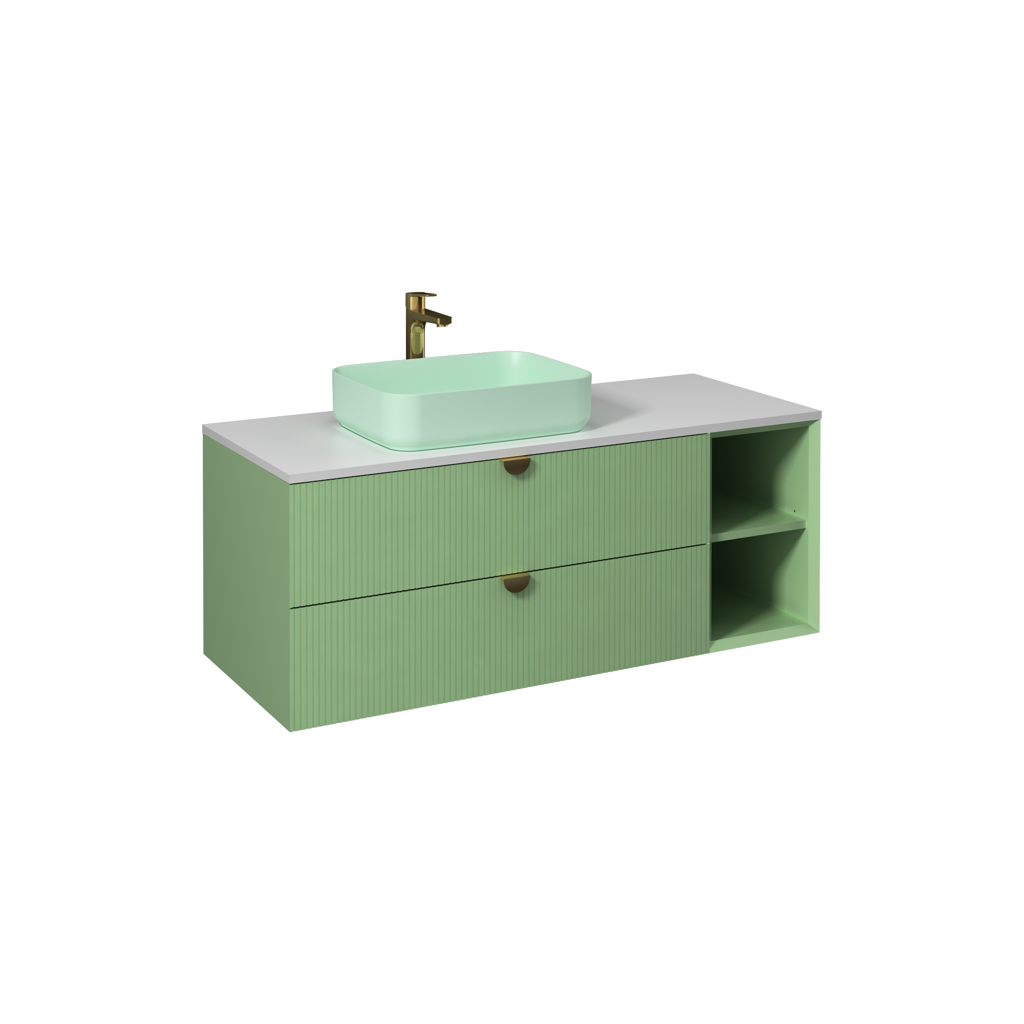Infinity Washbasin Cabinet Pastel Green, with Mint Washbasin 51"