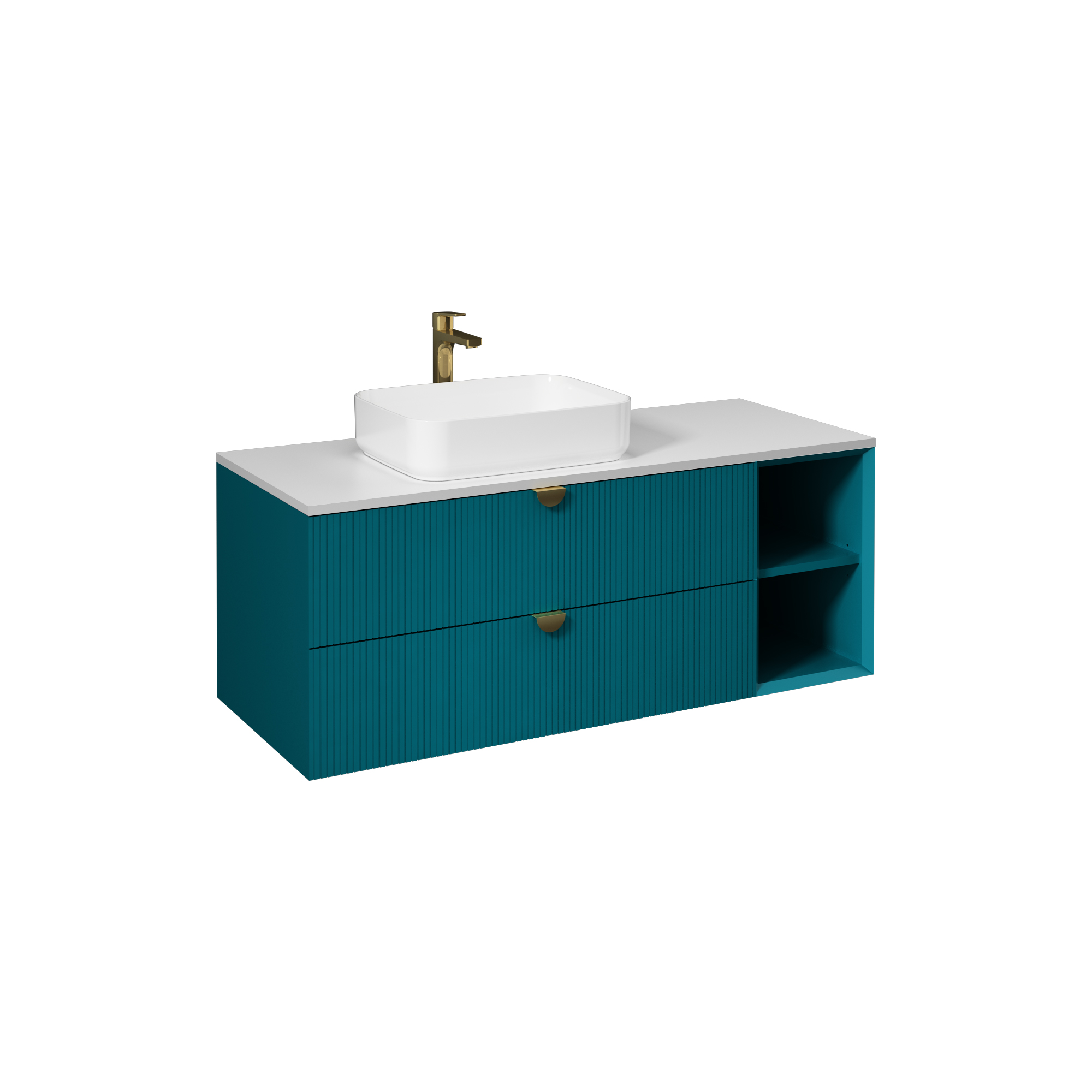 Infinity Washbasin Cabinet, Ocean, with White Washbasin 51"