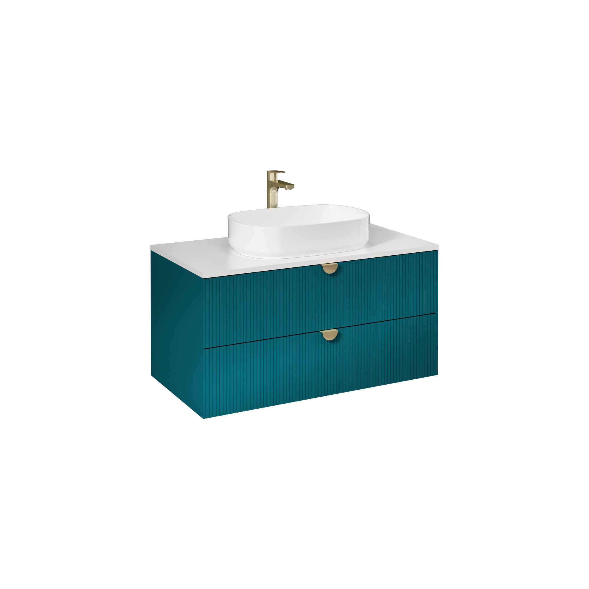 Infinity Washbasin Cabinet, Night Blue,  (Countertop / Washbasin / Handle, Black) 51"