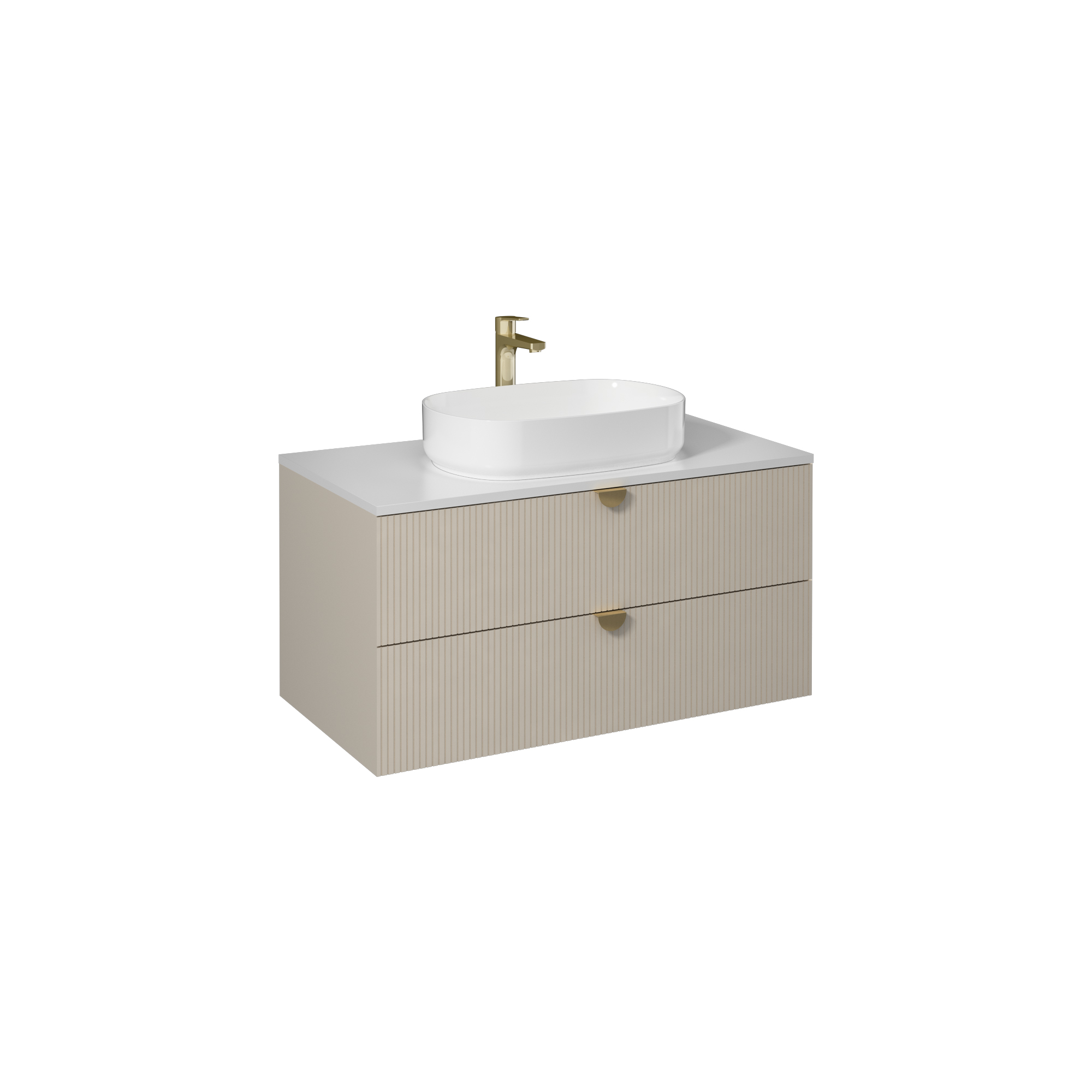 Infinity  Washbasin Cabinet, Cream, Handle Bright Anodizing 39"