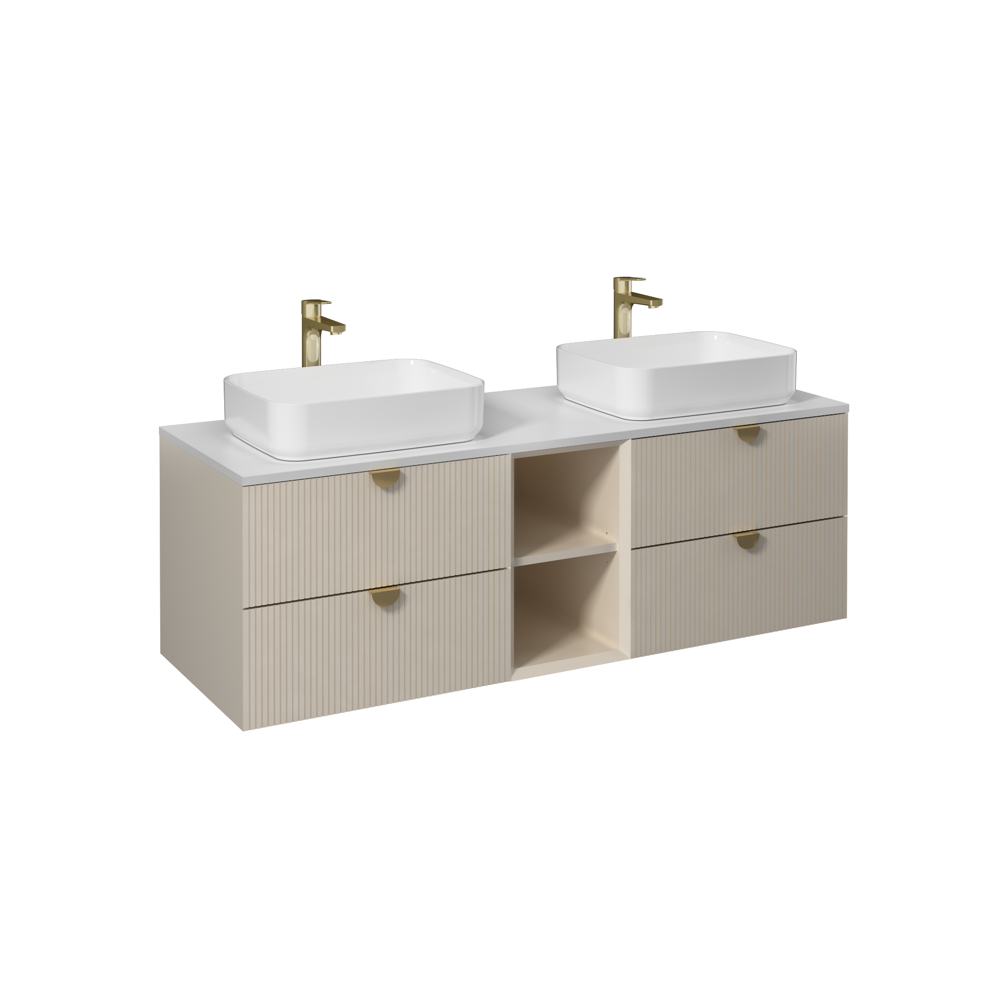 Infinity  Washbasin Cabinet, Cream, Handle Bright Anodizing 39"
