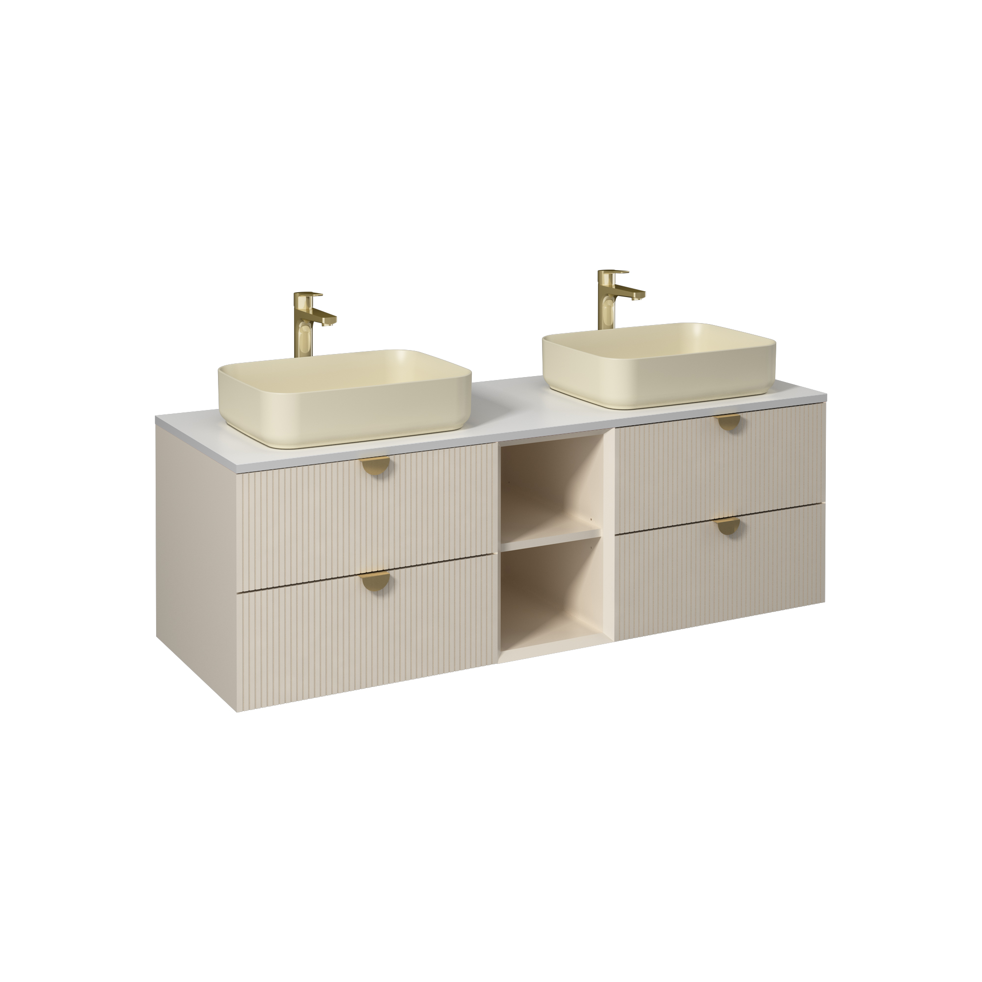 Infinity Washbasin Cabinet Cream, with Ivory Washbasin 59"