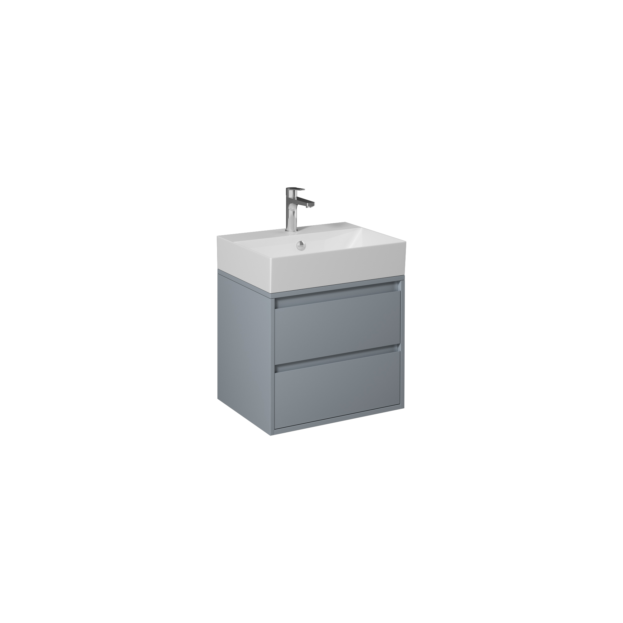 Pro Cabinet Washbasin Cabinet, Anthracite Lacquer Double Drawer 47"